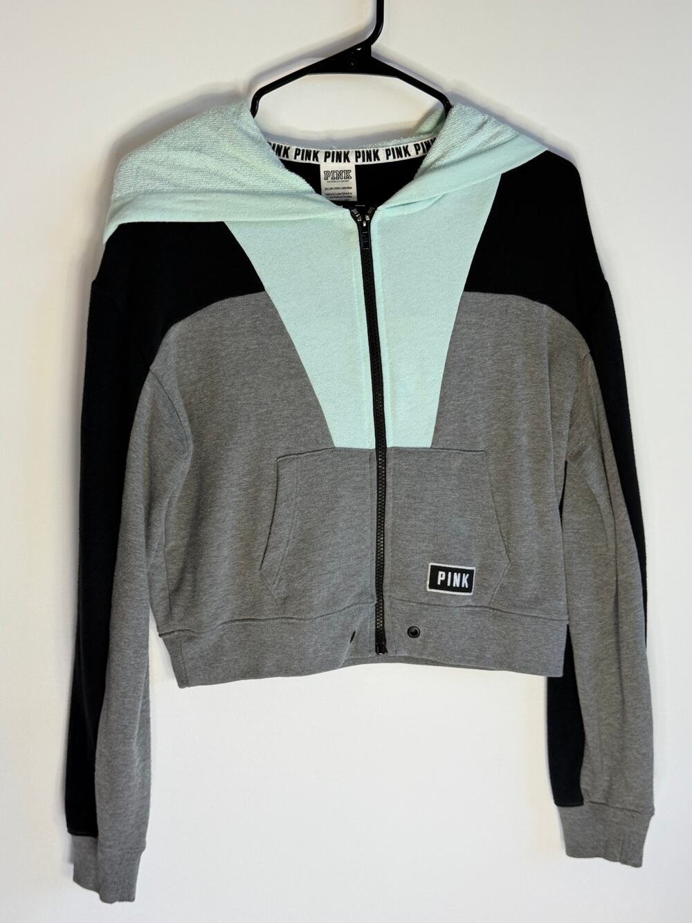 Victoria's Secret PINK XS Colorblock Cropped Full Zip Hoodie